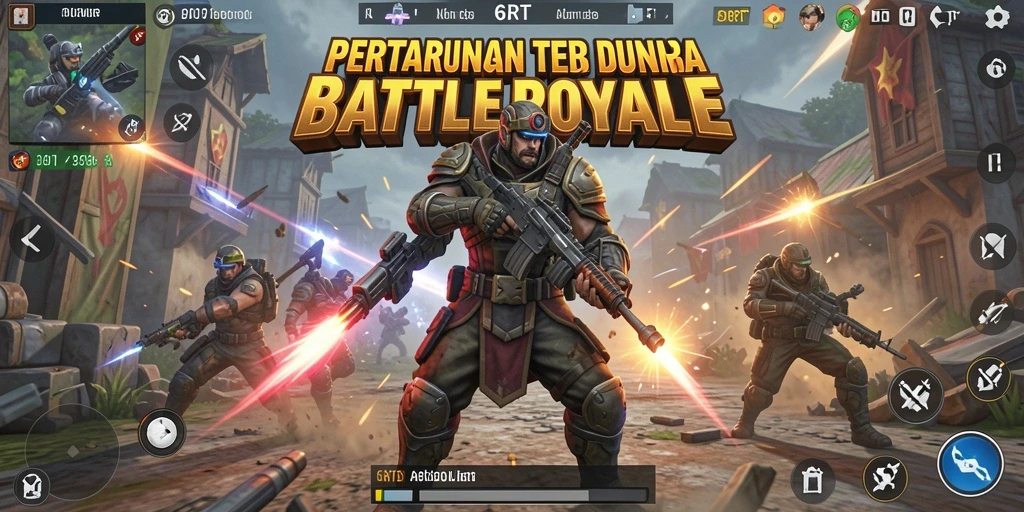 Screenshot gameplay 6RT yang menampilkan aksi pertarungan Battle Royale.