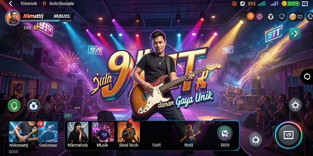 Screenshot 9ET menampilkan gameplay musik yang menarik dan interaktif.
