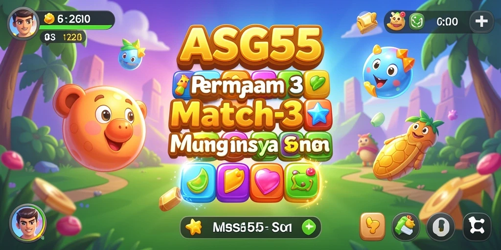 Screenshot gameplay ASG55 menunjukkan serunya mencocokkan permata.