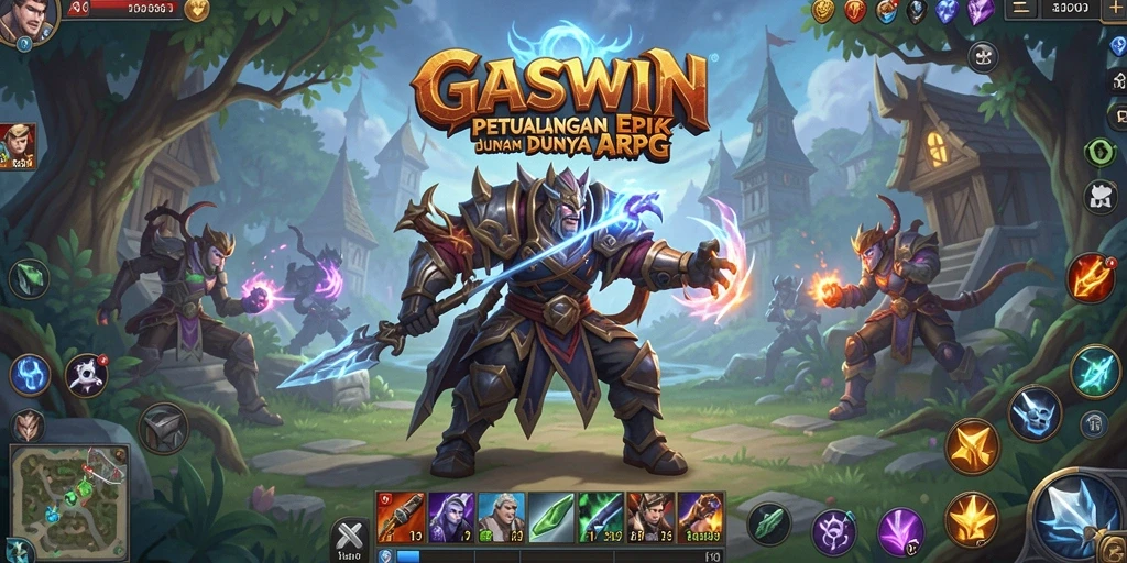Tangkapan layar utama GASWIN menunjukkan pemain bertempur dalam pertempuran epik.
