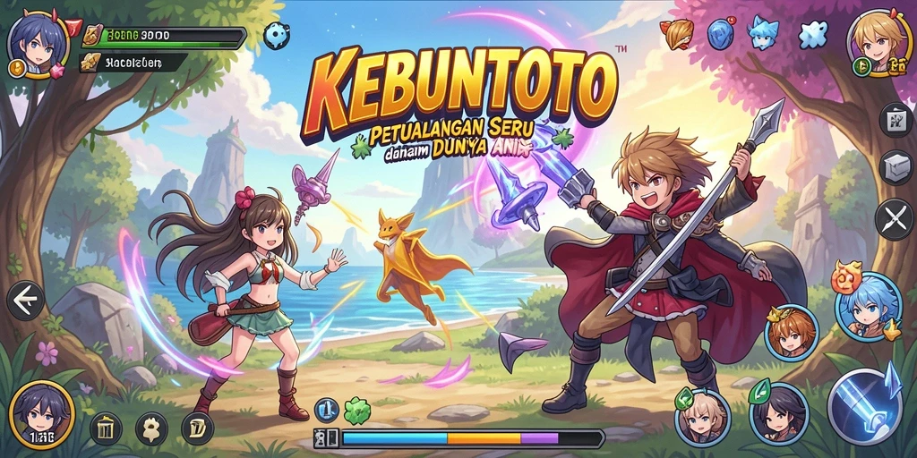 Screenshot gameplay yang menunjukkan aksi seru di dunia KEBUNTOTO.