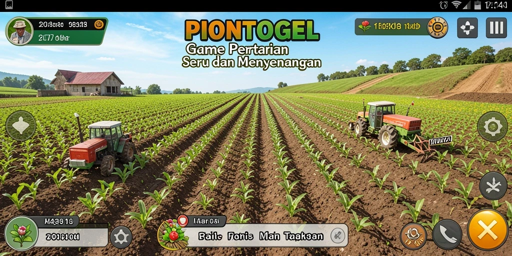 Screenshot gameplay <strong>PIONTOGEL</strong> menampilkan aktivitas pertanian yang seru dan interaktif.