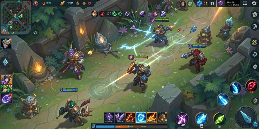 Screenshot gameplay RAJACAIR yang menampilkan aksi seru dalam pertempuran MOBA.