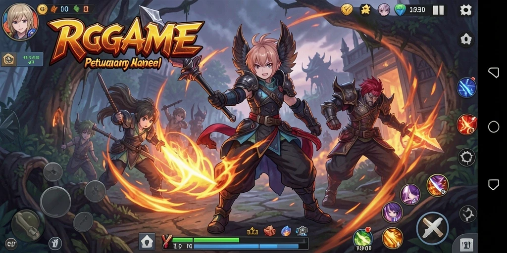 Menampilkan aksi seru dalam RPGAME dengan karakter Anime unik.
