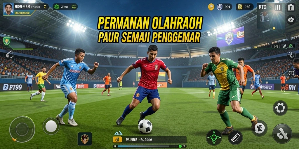 Screenshot RT99 menunjukkan aksi seru dalam pertandingan olahraga intens.