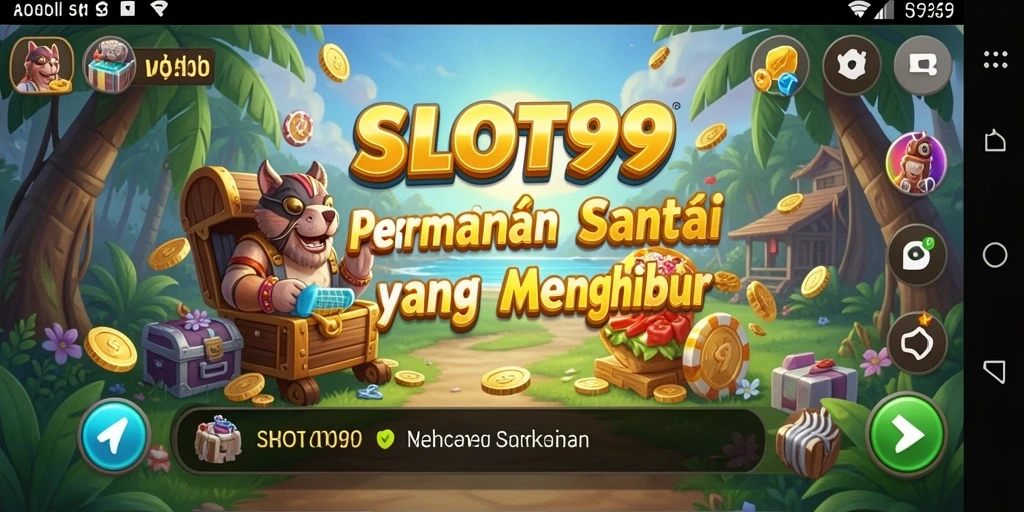 Screenshot SLOT99 menunjukkan gameplay seru dengan berbagai tema slot.