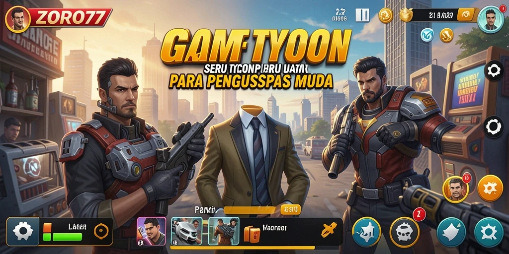 Gameplay menarik ZORO77 dalam membangun bisnis Tycoon.