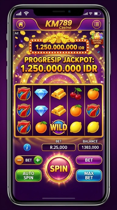 Screenshot aplikasi km789 dengan informasi aplikasi yang jelas.